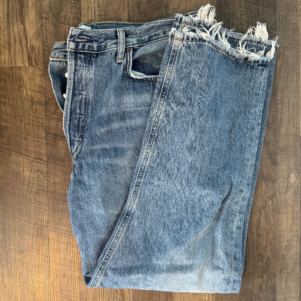 AGOLDE Riley High-Rise Cropped Slim Straight Jeans, Size 32